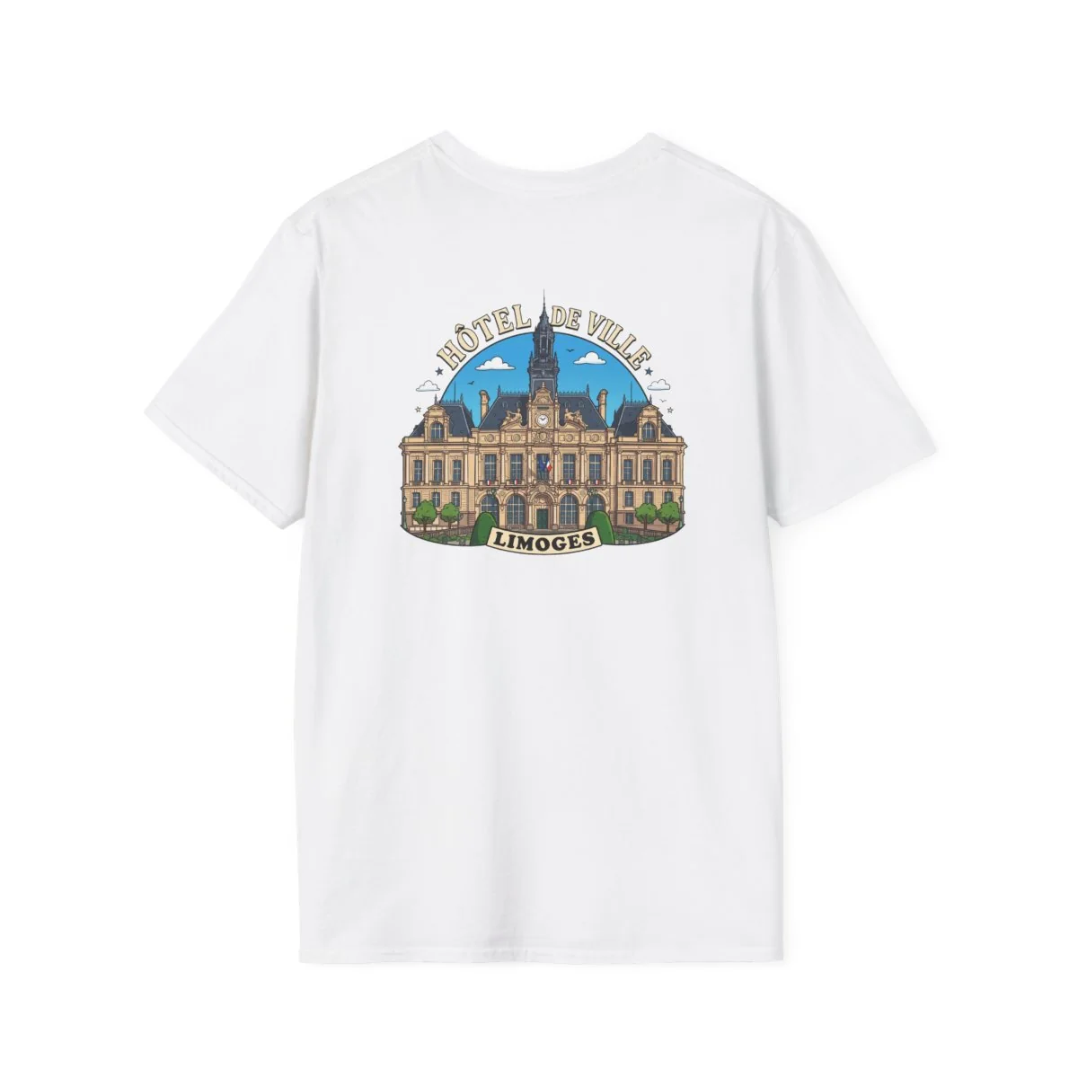 Dos du t-shirt : illustration de l’Hôtel de Ville de Limoges